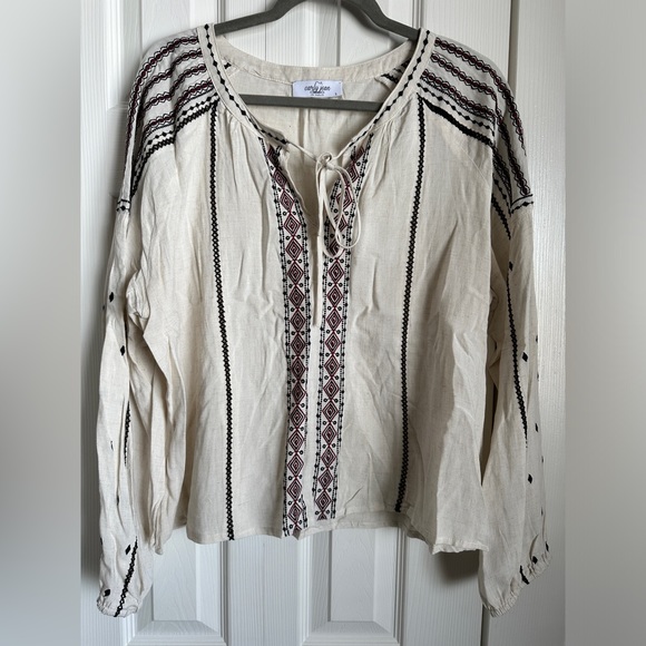 CJLA “Ivy” Embroidered Boho Blouse, size Lg - Picture 1 of 8